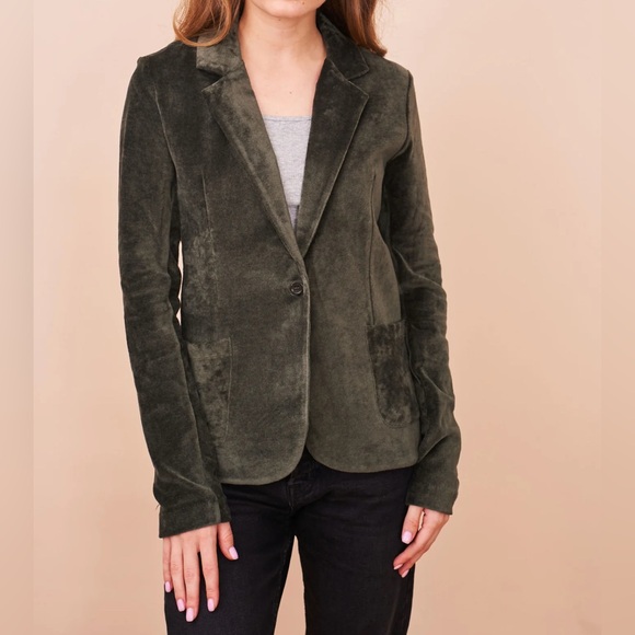Majestic Filatures Velour One Button Blazer - Forest - Picture 1 of 4